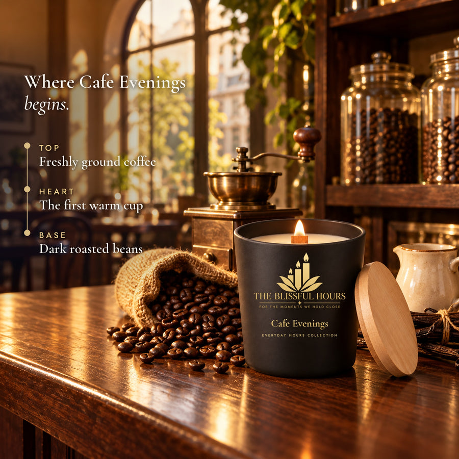 Cafe Evenings scented soy wax candle 225gm